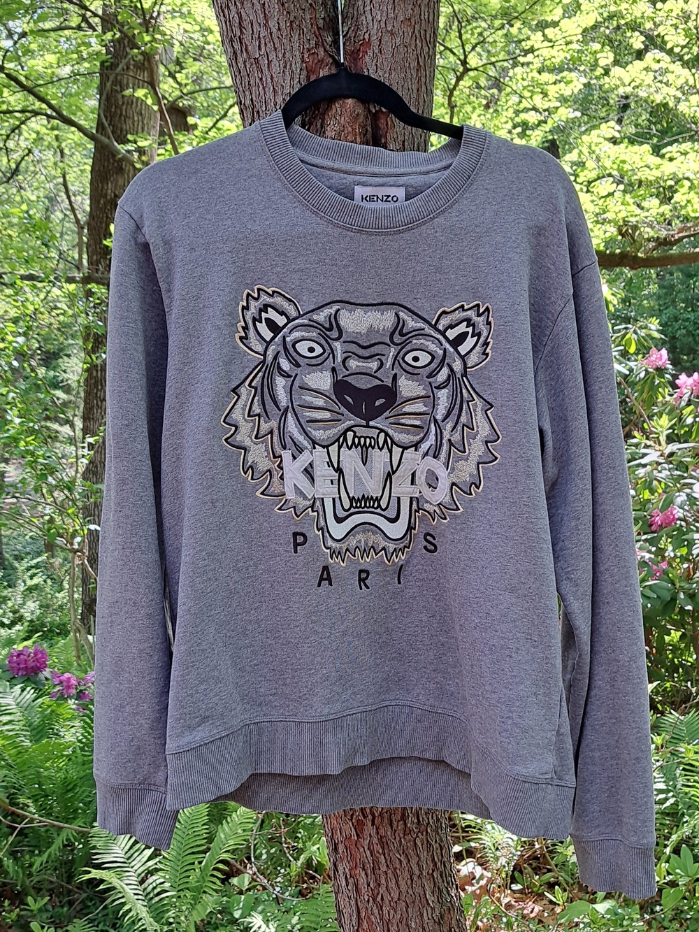 Kenzo Grey Embroidered Tiger Logo Sweatshirt